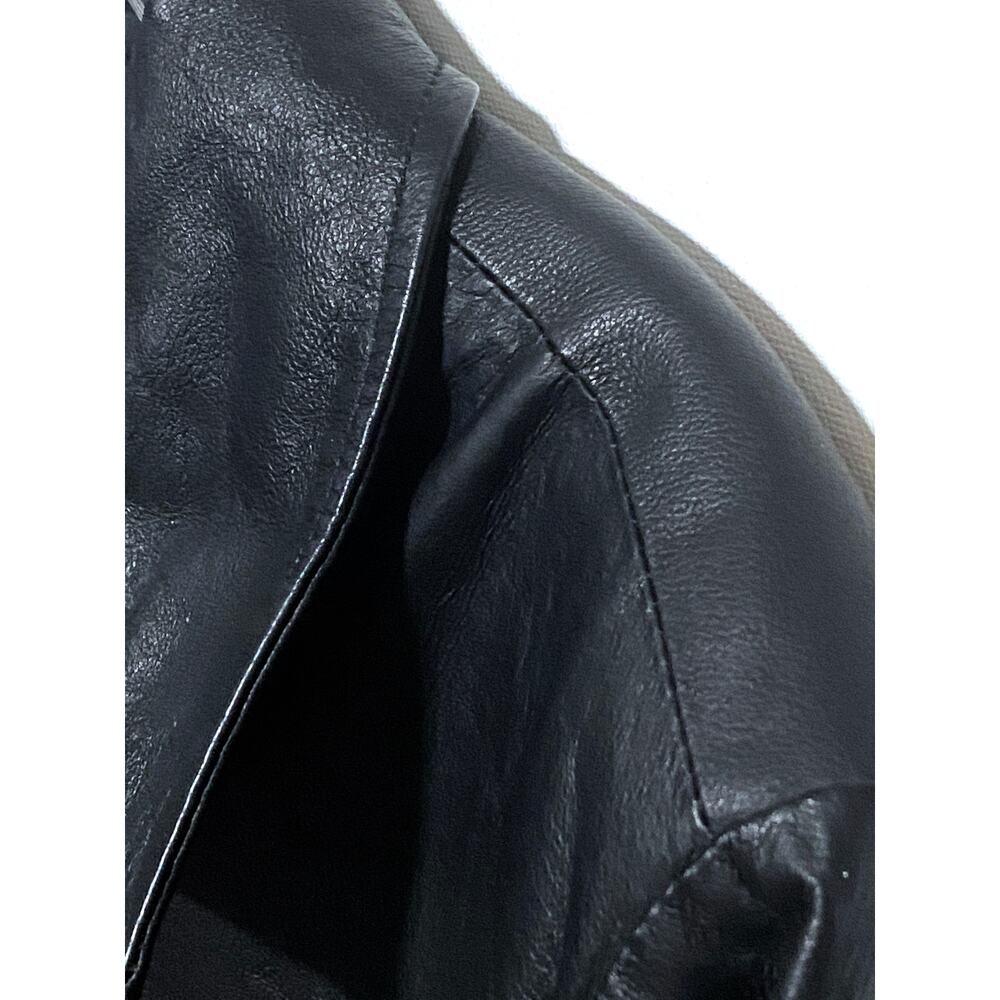 CAG Comint Vtg Leather Trench Coat Jacket Womens M Full Zip Black Cyberpunk Goth - Picture 8 of 11